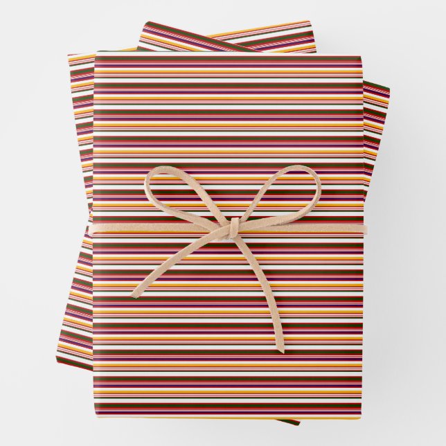 Horizontal Candy Stripes (small scale) Wrapping Paper Sheets (In situ)