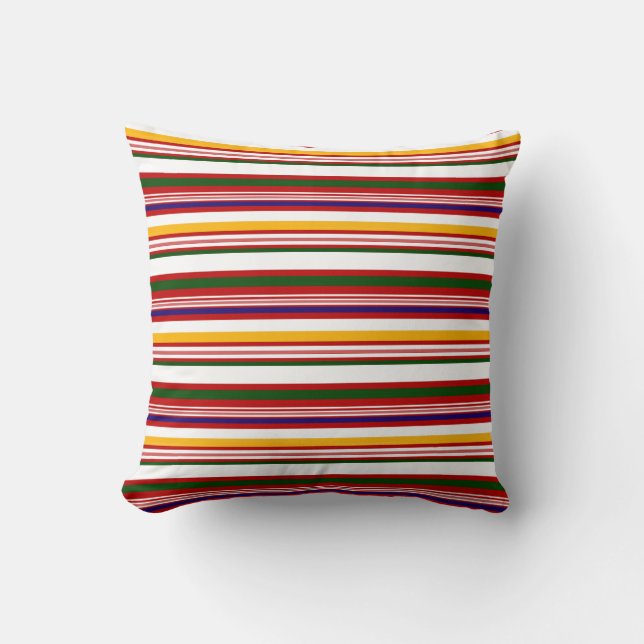 Horizontal Candy Stripes Throw Pillow (Front)