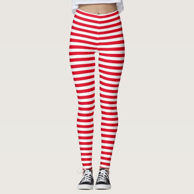 Horizontal Candycane Stripe Pattern Leggings (Front)