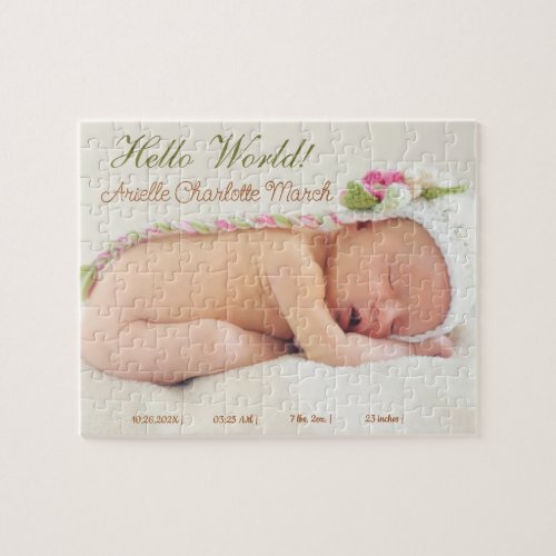 Horizontal Cute Baby and Daddy Birth Announcement Jigsaw Puzzle