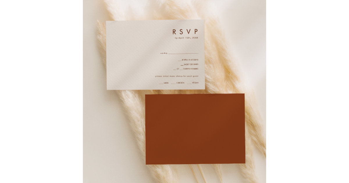Horizontal Desert Terracotta Menu Choice RSVP Zazzle