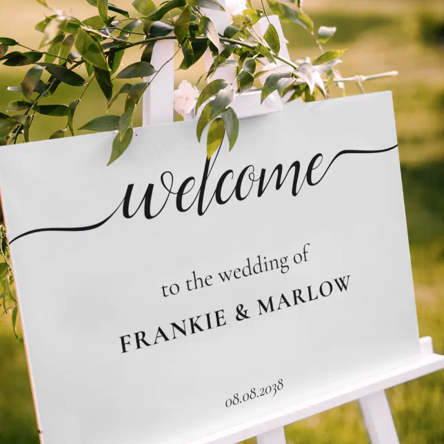 Horizontal Elegant Script Wedding Welcome Sign | Zazzle