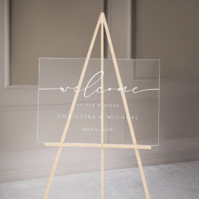 Horizontal Elegant Script Welcome Wedding  Acrylic Sign (Creator Uploaded)