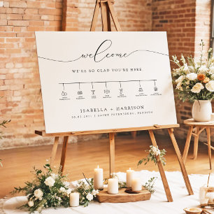Horizontal Elegant Wedding Timeline Welcome Sign