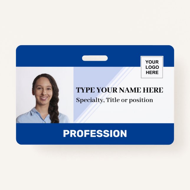 Horizontal Employe | Photo Logo Barcode Name Badge (Front)