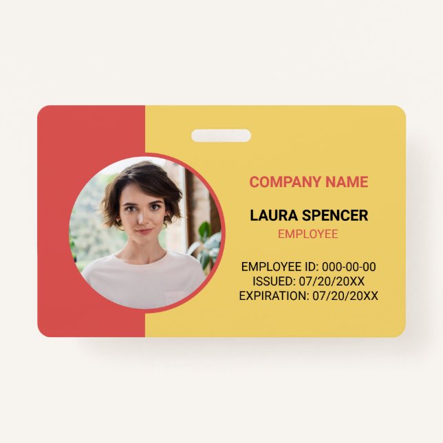 Horizontal Employee Photo ID Badge (Front)