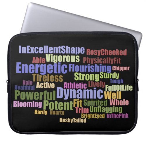 Horizontal Energetic Word Cloud Laptop Sleeve