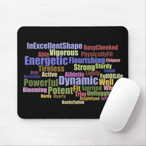 Horizontal Energetic Word Cloud Mouse Pad