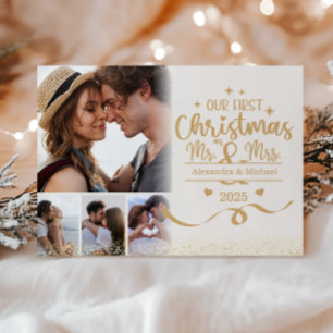 Horizontal First Christmas 4 Photo Holiday Card