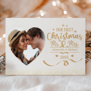Horizontal First Christmas Heart Photo Holiday Card