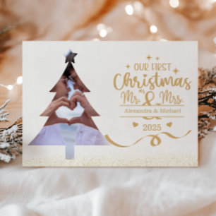 Horizontal First Christmas Tree Photo Holiday Card