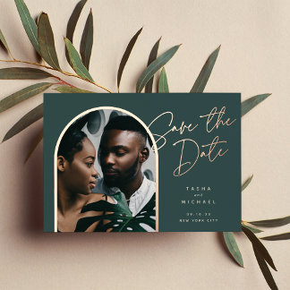Horizontal Foil Arch | Photo Save The Date Foil Invitation