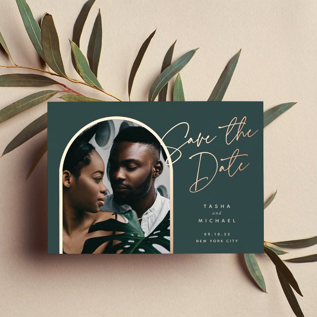Horizontal Foil Arch | Photo Save The Date Invitation (Creator Uploaded)