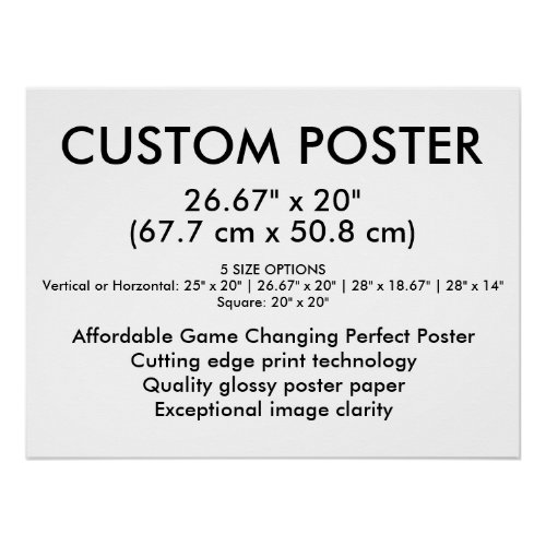 Horizontal Glossy Custom Poster 26" x 20"