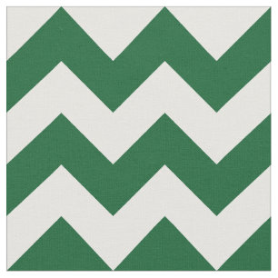 Horizontal Green and White Zigzag Geometric Fabric