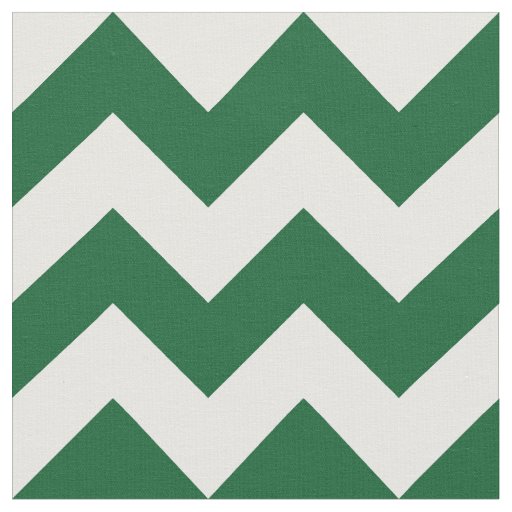 Horizontal Green and White Zigzag Geometric Fabric