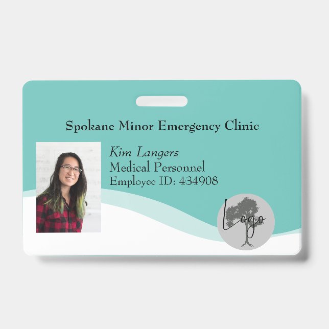 Horizontal ID Lanyard Badge Generic Teal (Front)