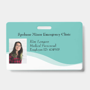 Horizontal ID Photo Lanyard Badge Generic Teal