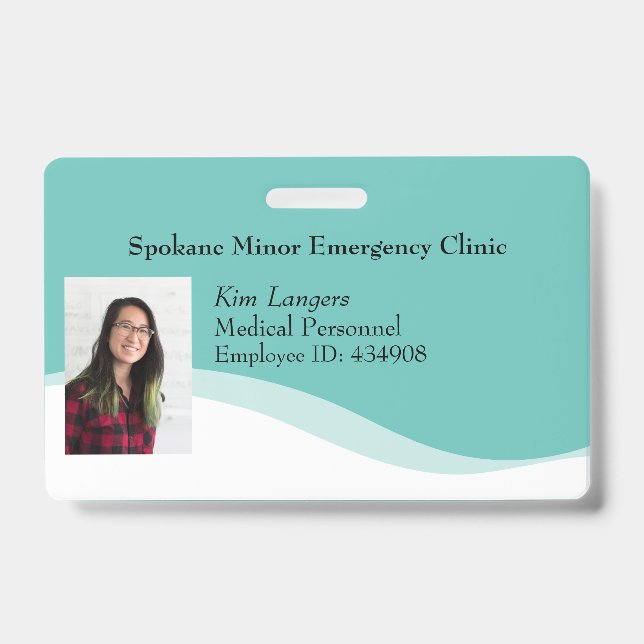 Horizontal ID Photo Lanyard Badge Generic Teal (Front)