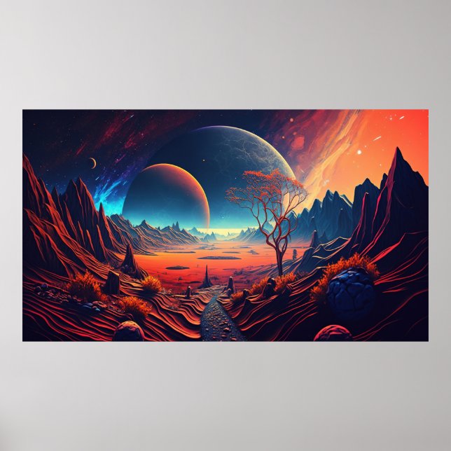 Horizontal illustration of the future poster (Front)