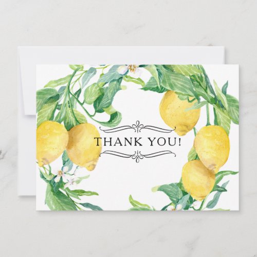 Horizontal Lemon Floral Thank You Notes Citrus Art