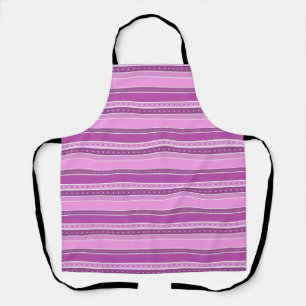 Horizontal lilac pink stripes with polka dot decor apron