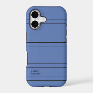 Horizontal lines, black stripes on blue iPhone 17 case