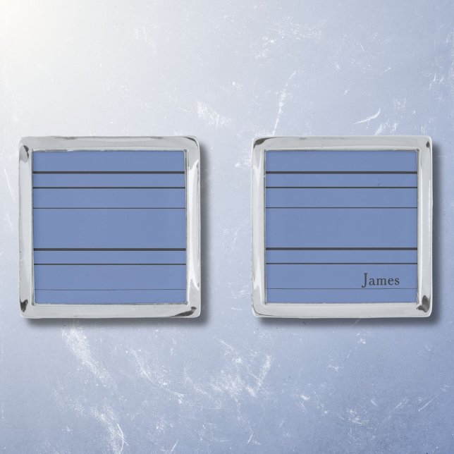 Horizontal lines, black stripes on blue cufflinks (Creator Uploaded)