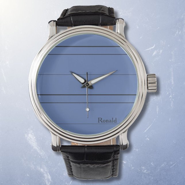 Horizontal lines, black stripes on blue watch (Creator Uploaded)