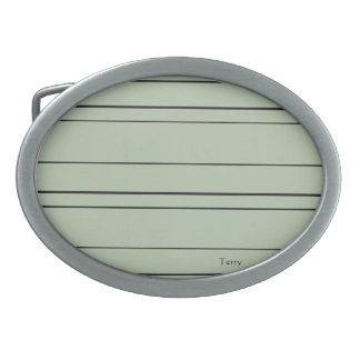 Horizontal lines, black stripes on green belt buckle
