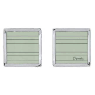 Horizontal lines, black stripes on green cufflinks