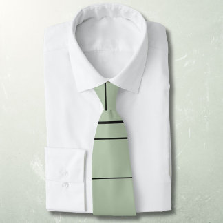 Horizontal lines, black stripes on green neck tie