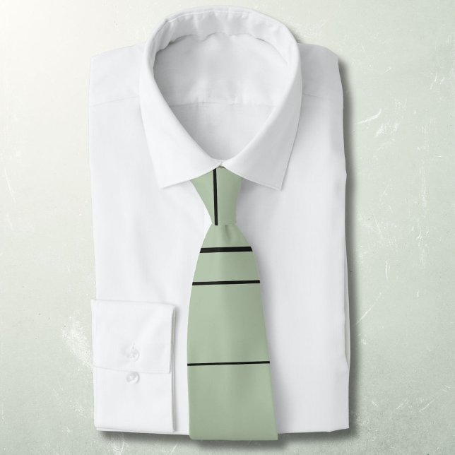 Horizontal lines, black stripes on green neck tie (Creator Uploaded)