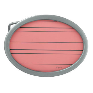 Horizontal lines, black stripes on red belt buckle