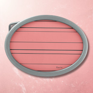 Horizontal lines, black stripes on red belt buckle