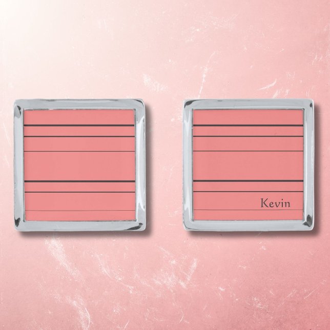 Horizontal lines, black stripes on red cufflinks (Creator Uploaded)