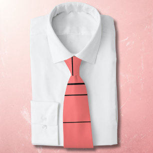 Horizontal lines, black stripes on red neck tie