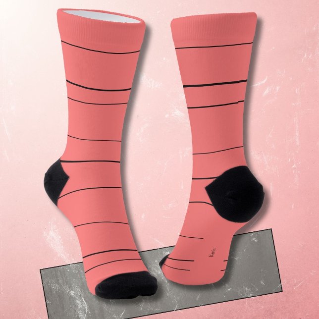 Horizontal lines, black stripes on red socks (Creator Uploaded)