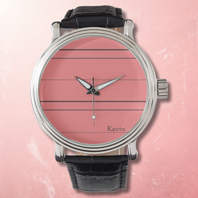 Horizontal lines, black stripes on red watch (Creator Uploaded)