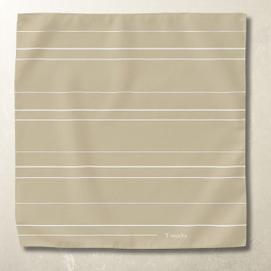 Horizontal lines, white on beige pocket square bandana