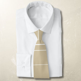 Horizontal lines, white stripes on beige neck tie