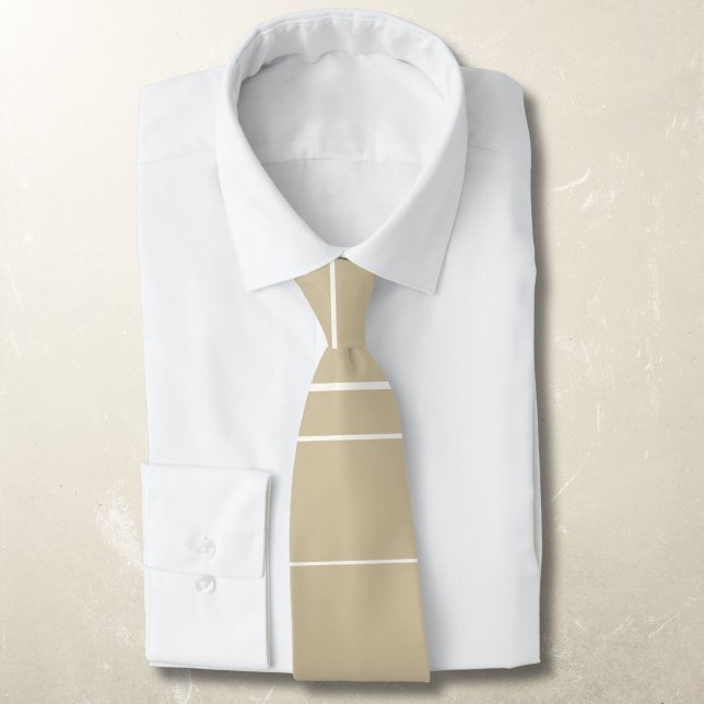 Horizontal lines, white stripes on beige neck tie (Creator Uploaded)