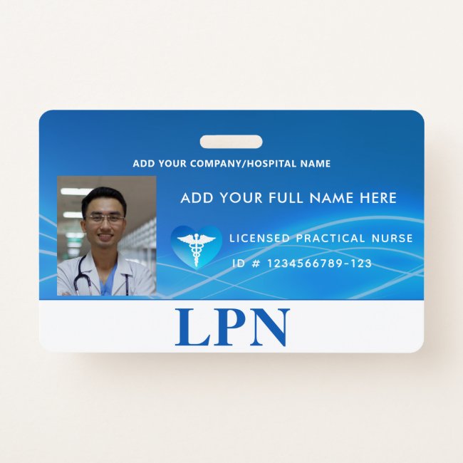 Horizontal LPN License Practical Nurse, Photo ID Badge