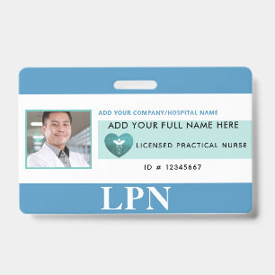 Horizontal LPN License Practical Nurse, Photo ID Badge