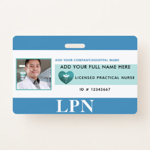 Horizontal LPN License Practical Nurse, Photo ID Badge