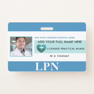 LPN or LVN Pink or Purple Retractable ID Badge for Work - LPN