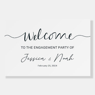 Horizontal Minimalist Engagement Party Welcome Sig Foam Board