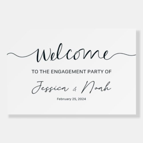 Horizontal Minimalist Engagement Party Welcome Sig Foam Board