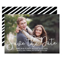 Horizontal Modern Script Photo Save the Date Card