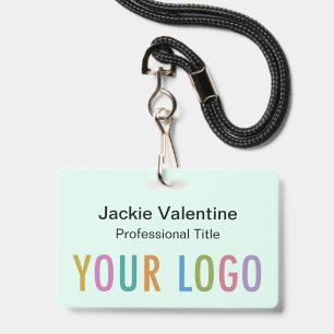 Horizontal Name Badge with Lanyard Company Logo